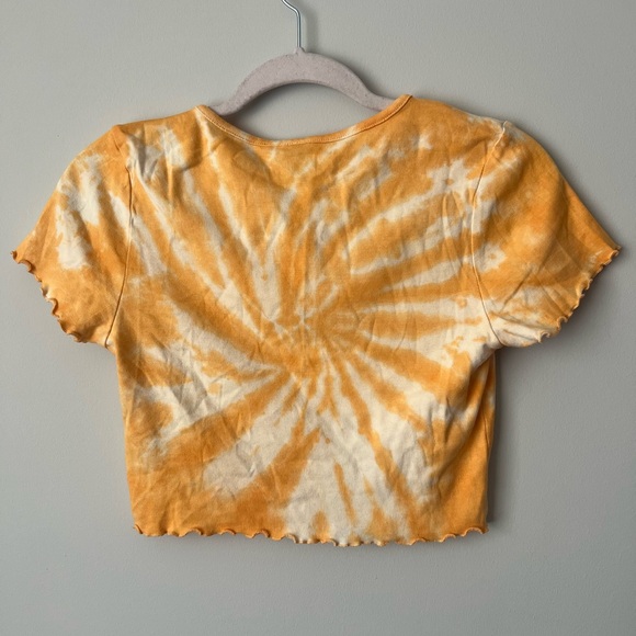 H&M ORANGE TIE DYE LETTUCE TRIM CROP TOP - Picture 8 of 8